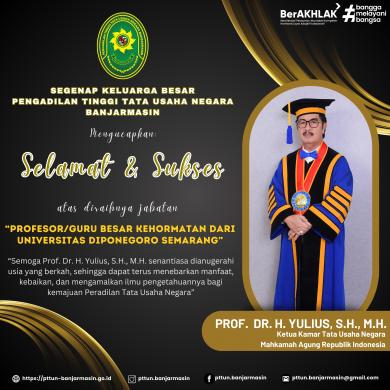 Selamat Ketua Kamar Tata Usaha Negara sebagai Guru Besar Kehormatan Universitas Diponegoro Semarang
